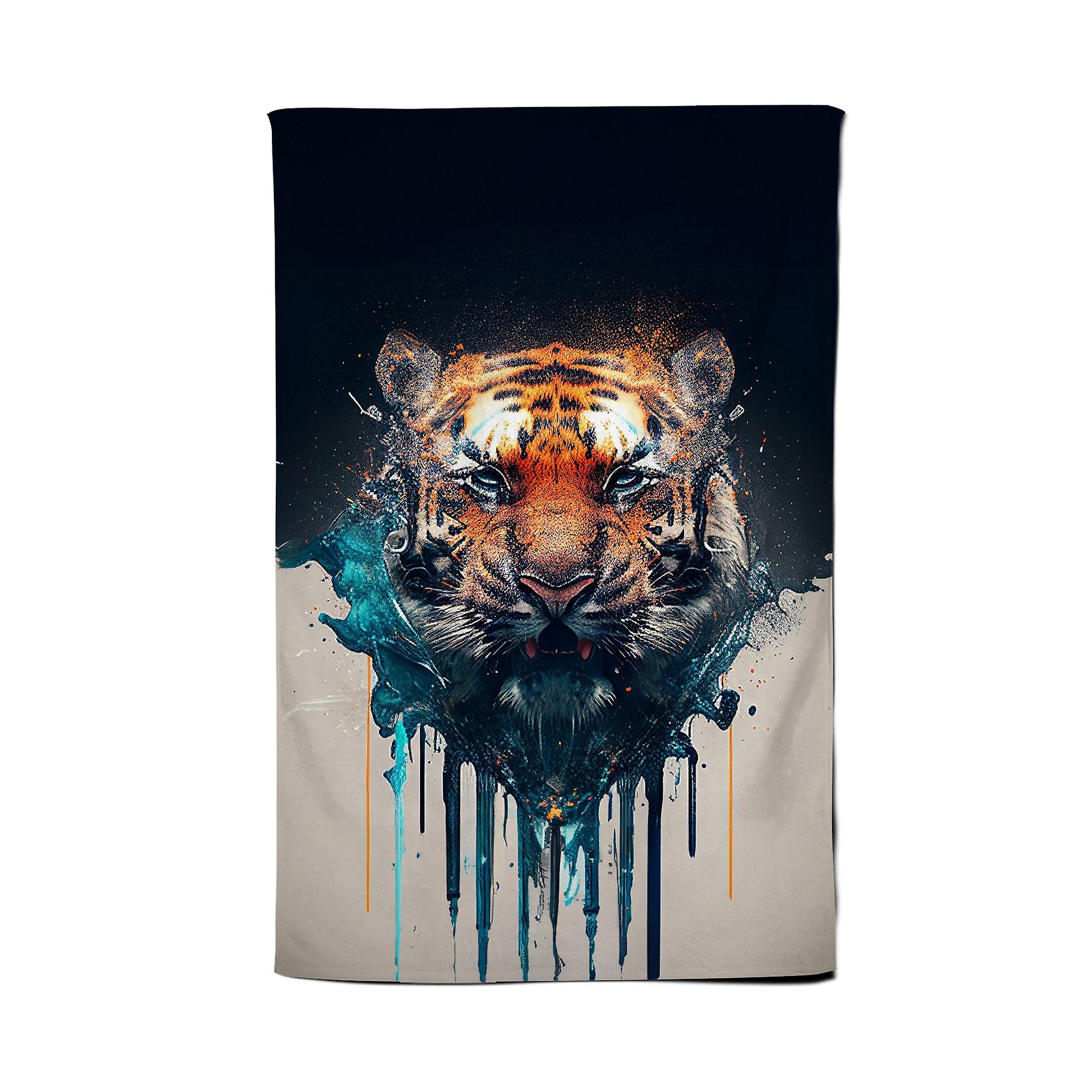Tiger Face Splashart Tea Towel
