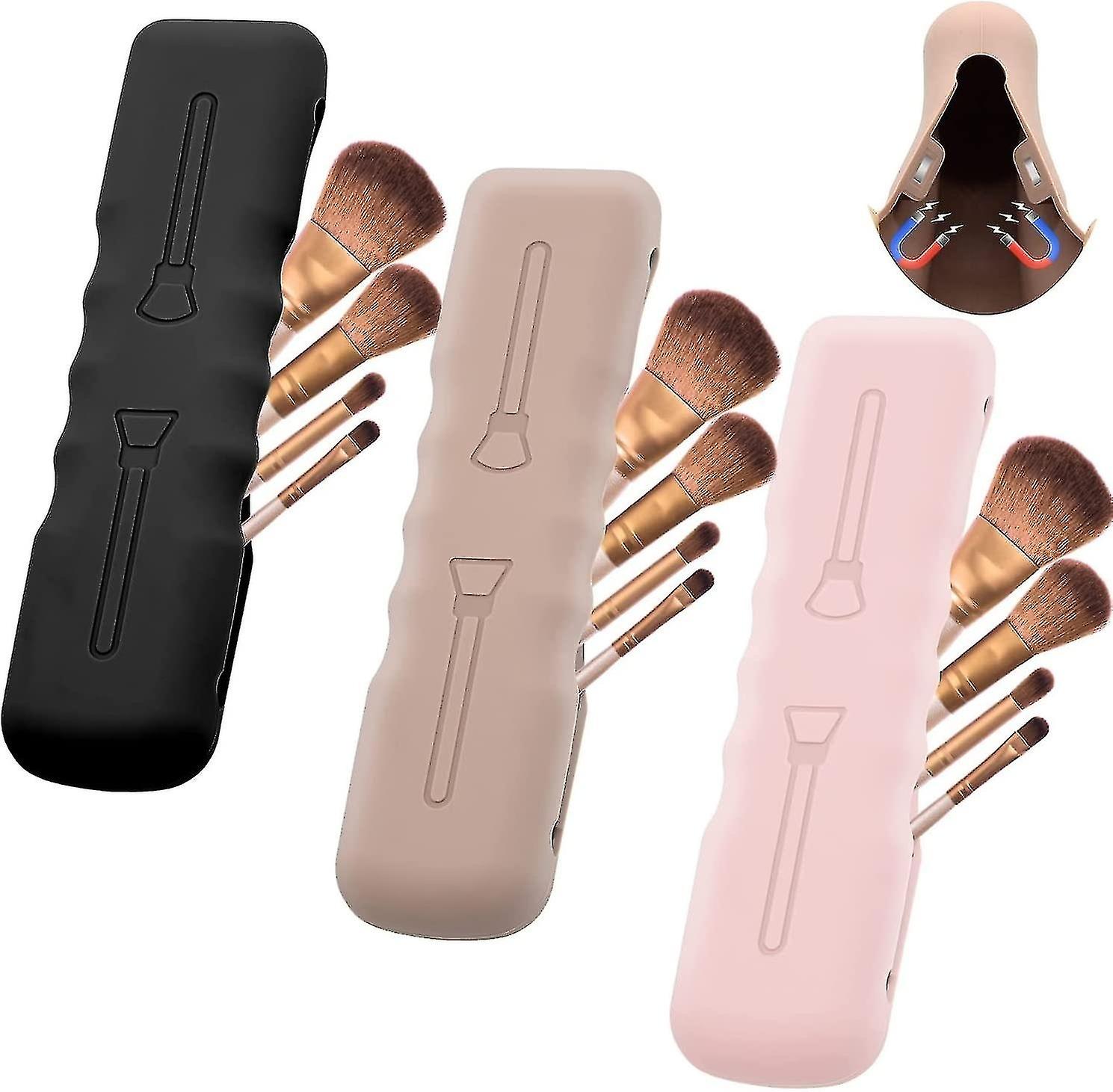 Reise-Make-up-Pinselhalter-Set, Magnetschnalle Silikon-Make-up-Pinsel-Box Weich Wasserdicht Tragbar T