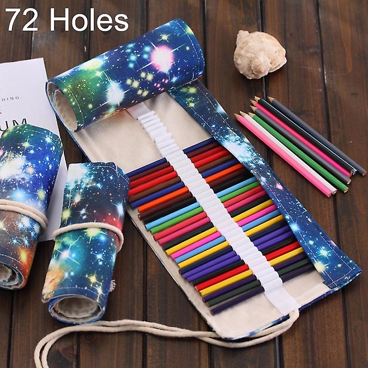 72 Slots Cosmic Galaxy Print Canvas Pen Bag