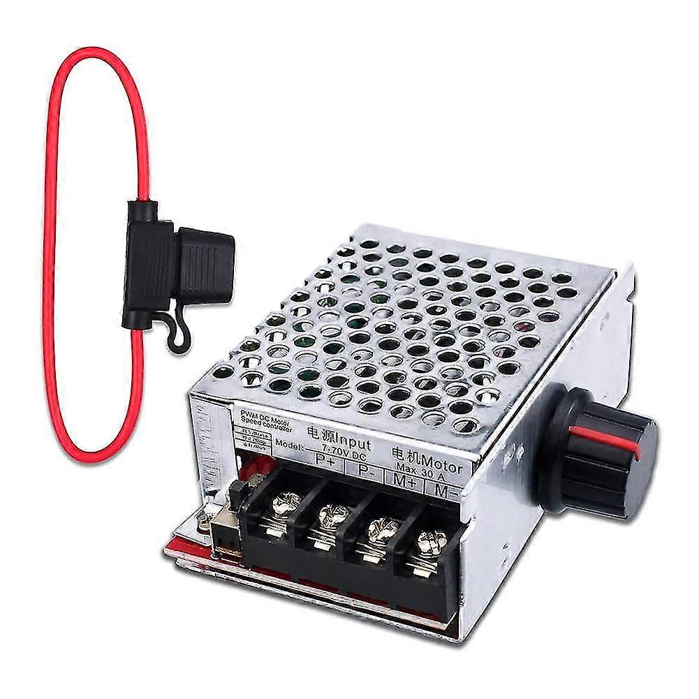 Ελεγκτής ταχύτητας κινητήρα DC 7-70V 30A PWM, διακόπτης ελέγχου 12V 24V 36V 48V με ασφάλεια 30 Amp