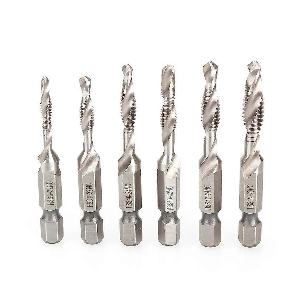 6pcs Hex Shank Combination Drill Bits Spiral Hex Self Tapping Drilling Screws