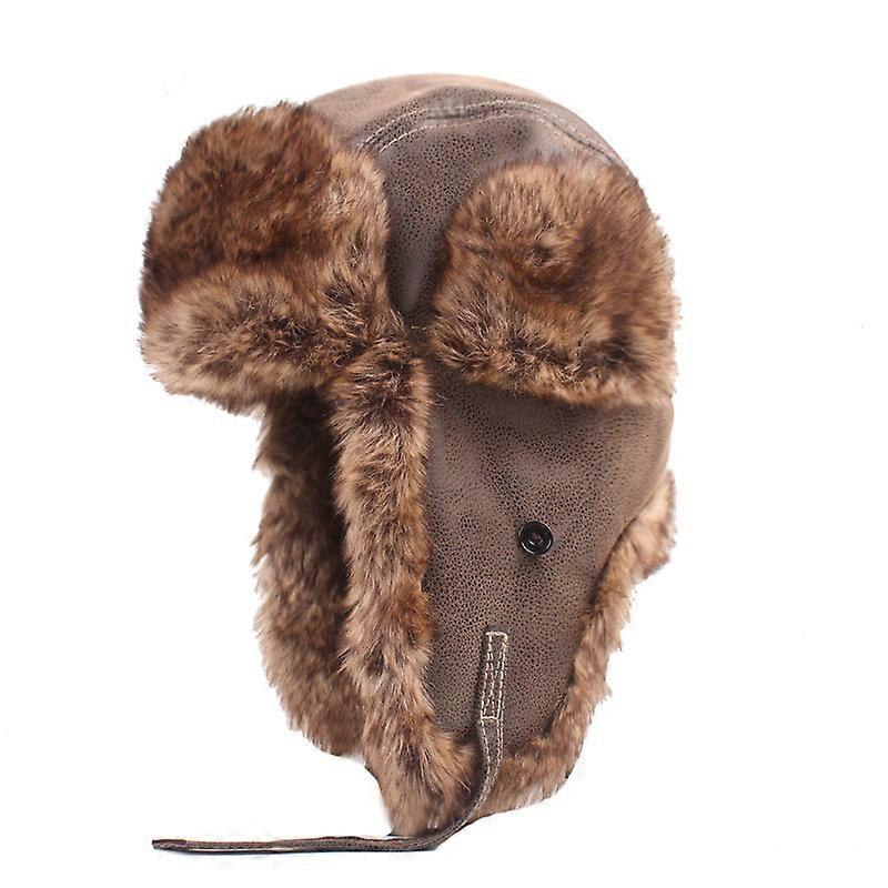Cappello da pilota di protezione dell'orecchio caldo invernale da uomo ispessito in pelle