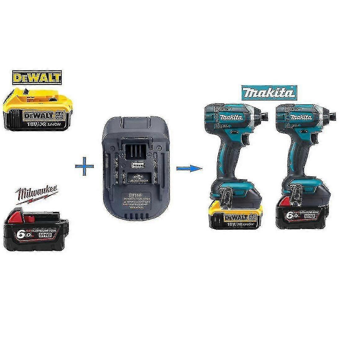 ديوالت DCB ميلووكي M18 18v / 20v محول بطارية ليثيوم إلى ماكيتا 18v Bl18 سلسلة بطاريات الليثيوم أدوات كهربائية
