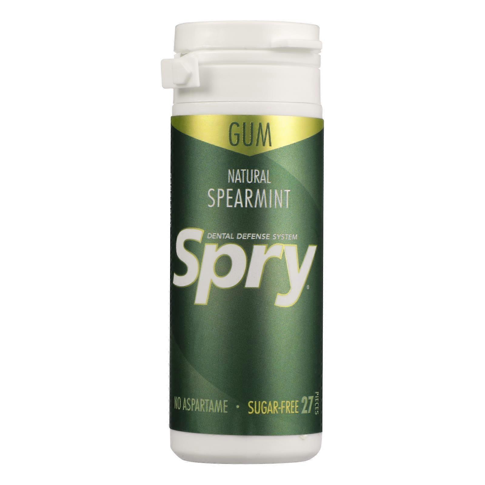 Spry All Natural Spearmint Chewing Gum - Case Of 6 - 27 Ct