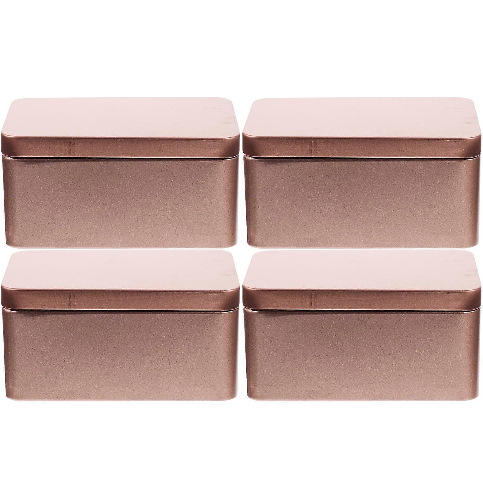 4pcs Tin Box Containers Metal Tins Storage Box with Lids Home Organizer Small Tins