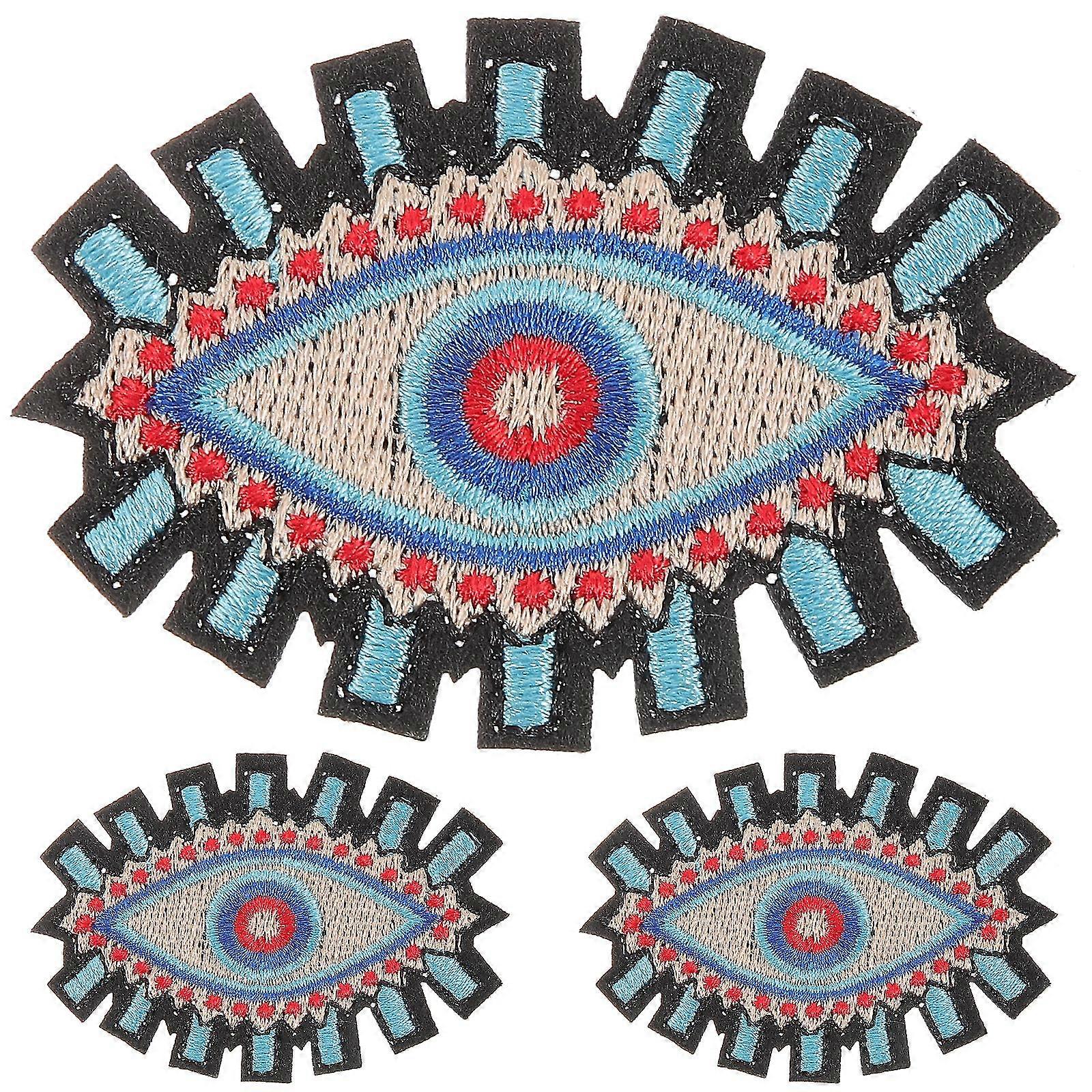 3Pcs Chic Eye Shaped Clothes Patches Evil Eye Pattern Iron Patches Compact Hat Patches Hat Supply
