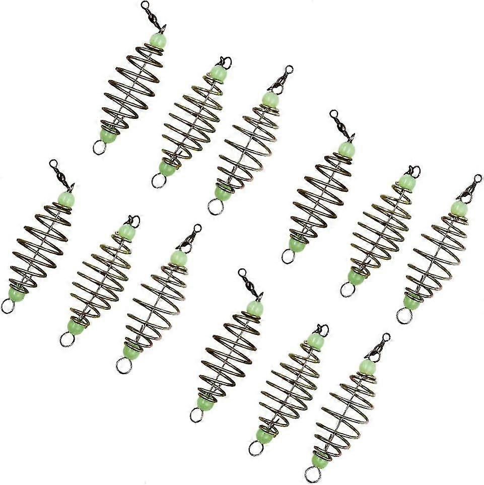 12PCS Luminous Carp Fishing Feeder Coil Inline Method Fishing Tackle Bait Thrower in-line Method Lures Cage Basket Baits