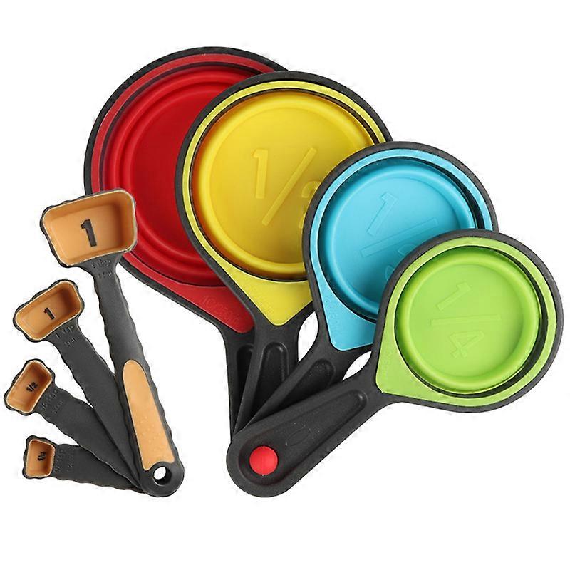 Collapsible Silicone Measuring Cups and Spoons Set 8-Piece Measuring Tool