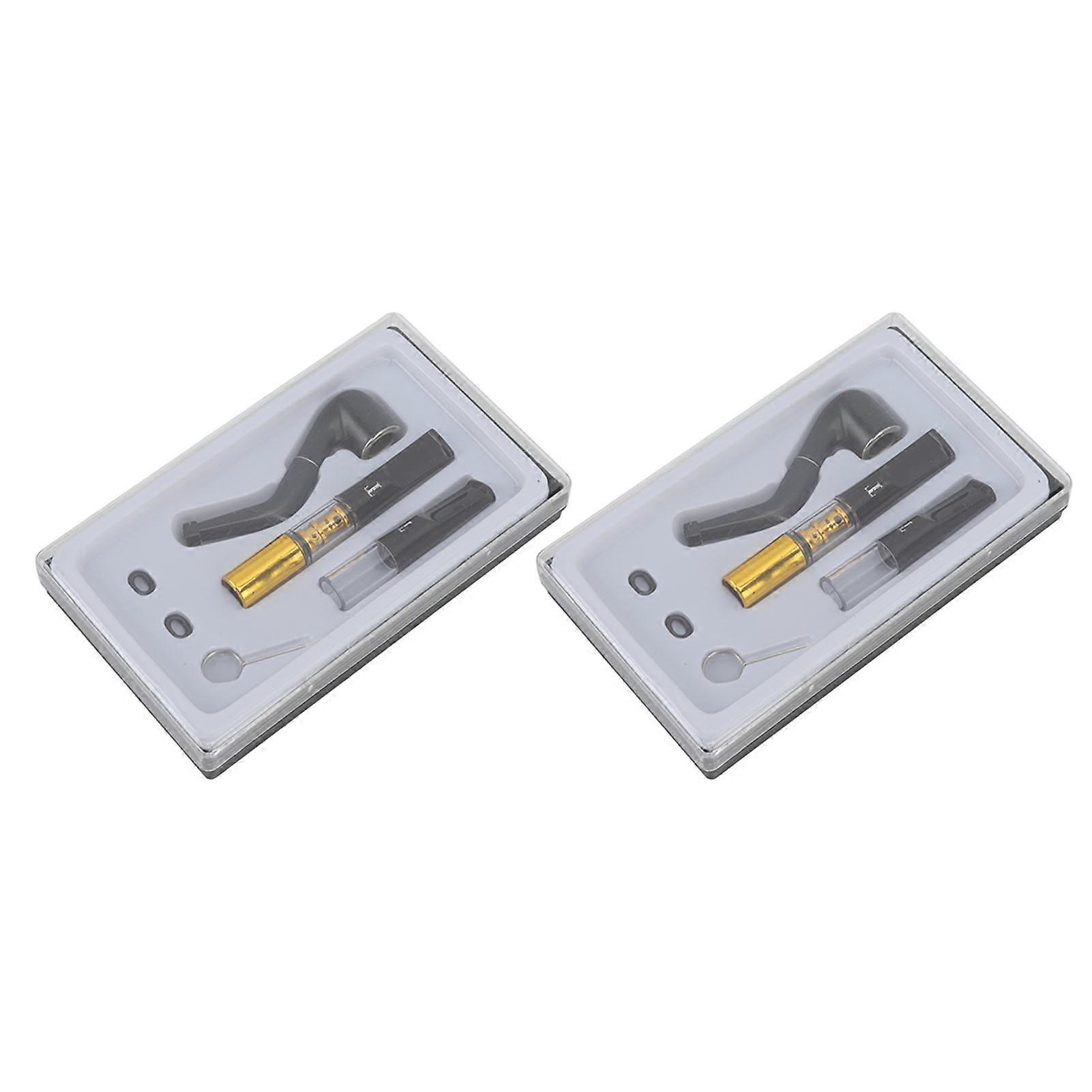 2 Sets Tabak Rauchen Pfeife Set Kunststofffilter Waschbar Recycelbarer Zigarettenhalter Schwarz Gold