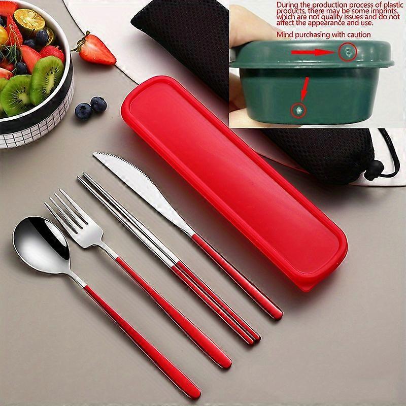 Barsinfi Set 304 In Acciaio Inox Portatile Regalo Set Di Posate Coreano Coltello Forchetta Cucchiaio Bacchette Quattro Pezzi Set Portatile