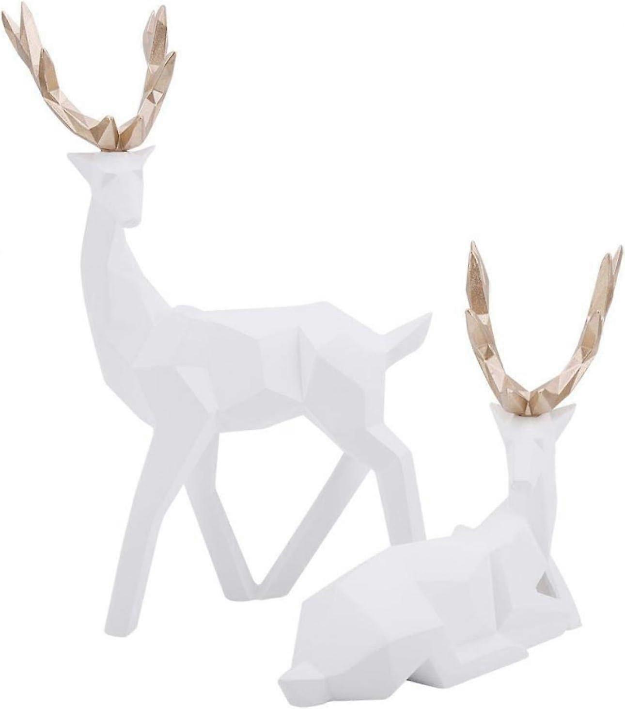 2 ks Moderne Rsine Jeleň Socha Rsistant l'usure Rsine Synthtique Cerf Socha Dcoration Amoureux Cerf Renne Ornements pour La Maison Cadeaux Souve