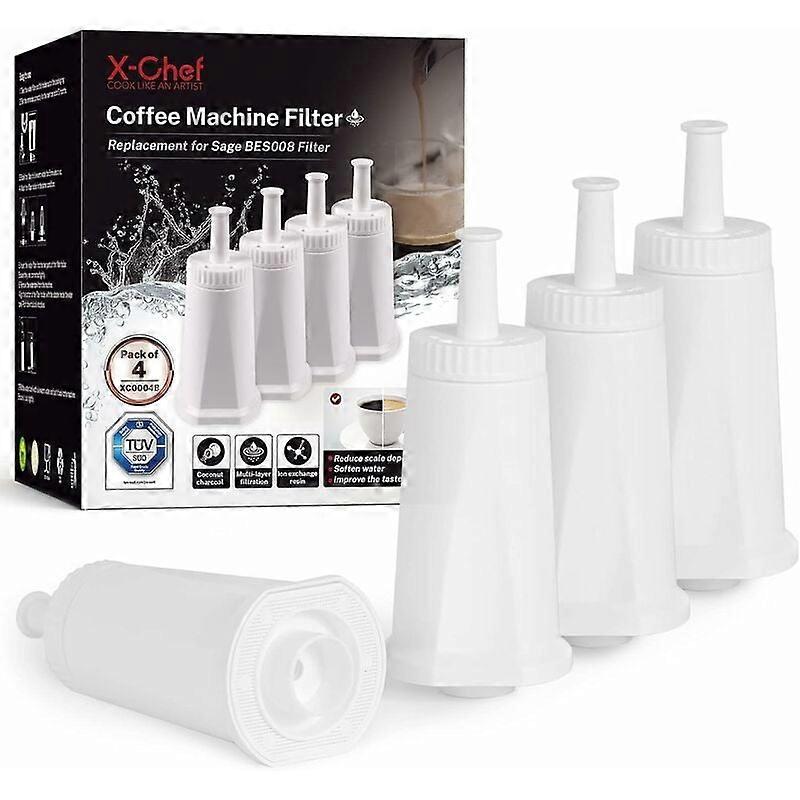 Lot de 4 Filtres eau pour Machines Caf, Cartouches Filtrantes Cafetiere Certifis TV SD Remplacement pour Sage Claris Barista 990/980/500/878/875/880