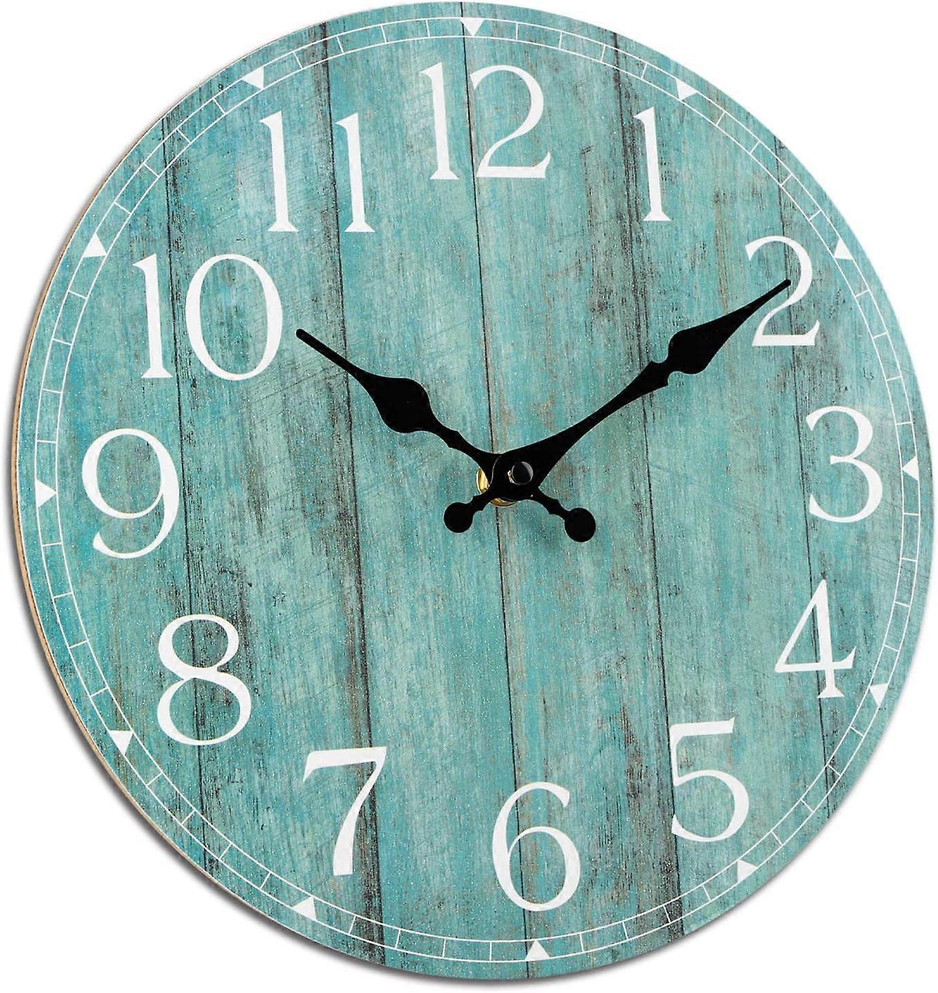 壁掛け時計、10インチティールサイレント非カチカチキッチン時計の装飾、素朴なヴィンテージカントリーレトロデコラ