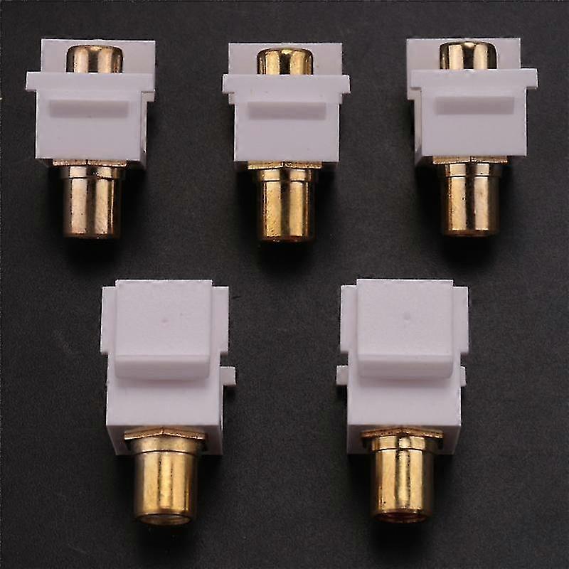 5-Pack RCA Insert Connector Socket Female Snap in Adapter Port Gold Plated Inline Coupler for Wall