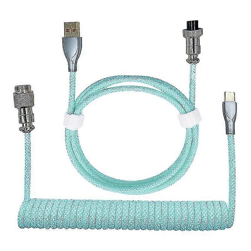 type-c to usb data cable mechanical keyboard coiled cable green
