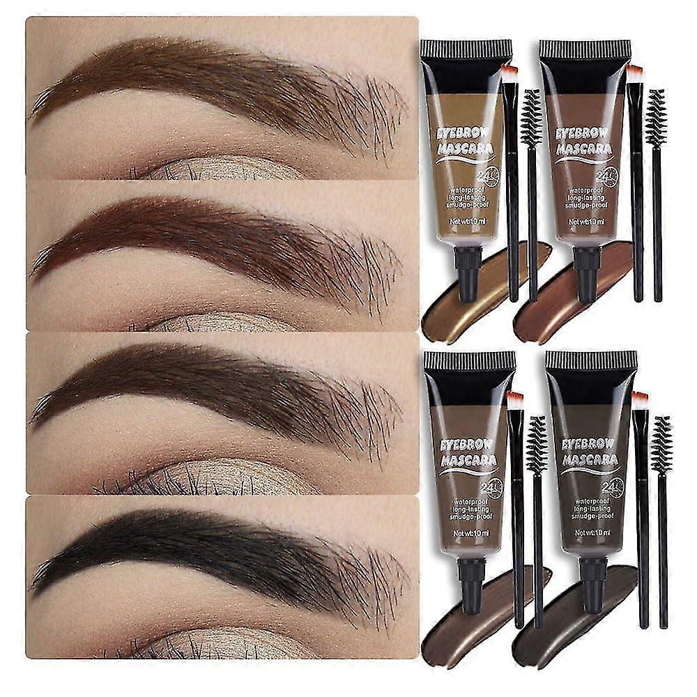 Tinted Thickening Eyebrow Mascara with Two Eyebrow Brushes, 4 Color Eyebrow Tinting Kit, Brow Fast Sculpt, Waterproof, Transfer-proof
