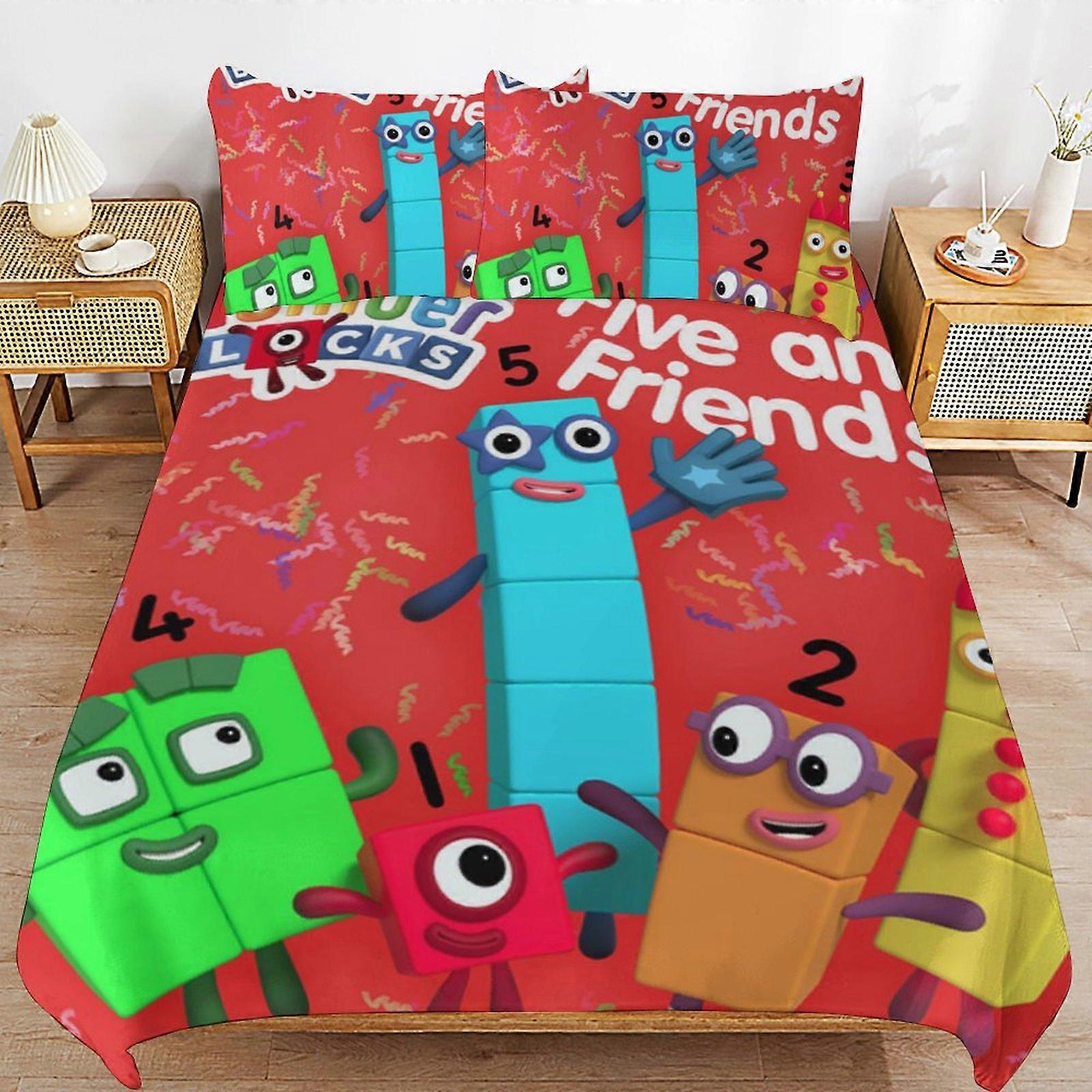 c360 Número Bloco Conjunto de Cama Capa de Edredão Confortável e Leve Dos Desenhos Animados Roupa de Cama 3 Peças Conjunto de Cama Twin (1 Capa de Edredão e 2 Fronha) hn943