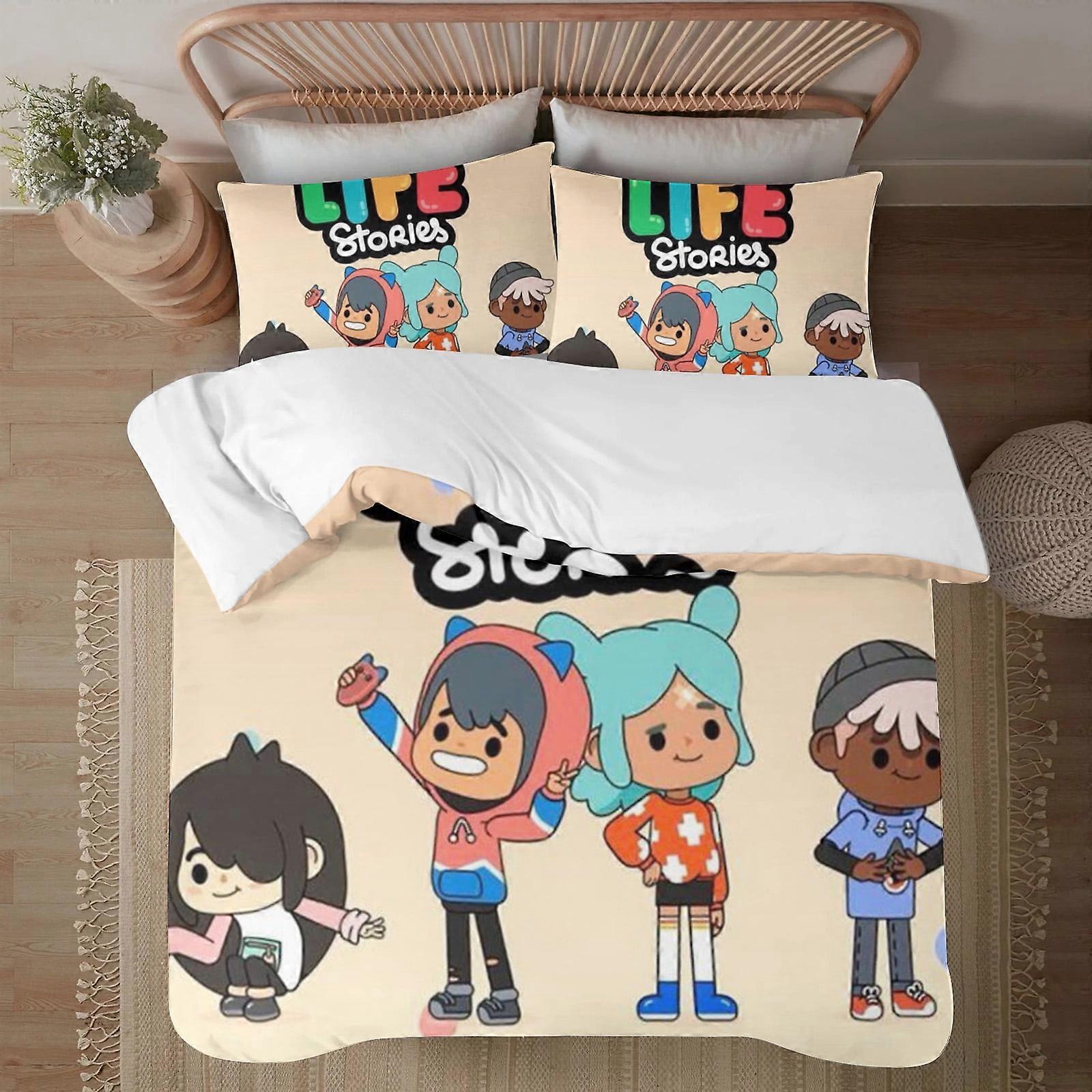 v217 Toca Life Soft 3D tištěná sada povlečení na přikrývku s povlakem na přikrývku 3dílná sada obsahuje 2 povlaky na polštáře a 1 potah lze prát v pračce ol217