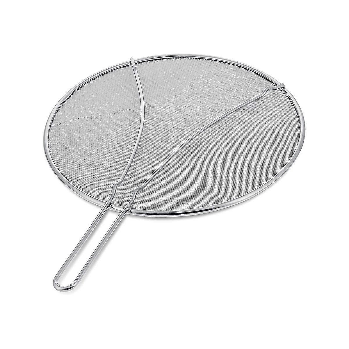 13Inch Stainless Steel Fine Mesh Splatter Screen with Resting Feet Kitchen Oil Spill Prevention Net