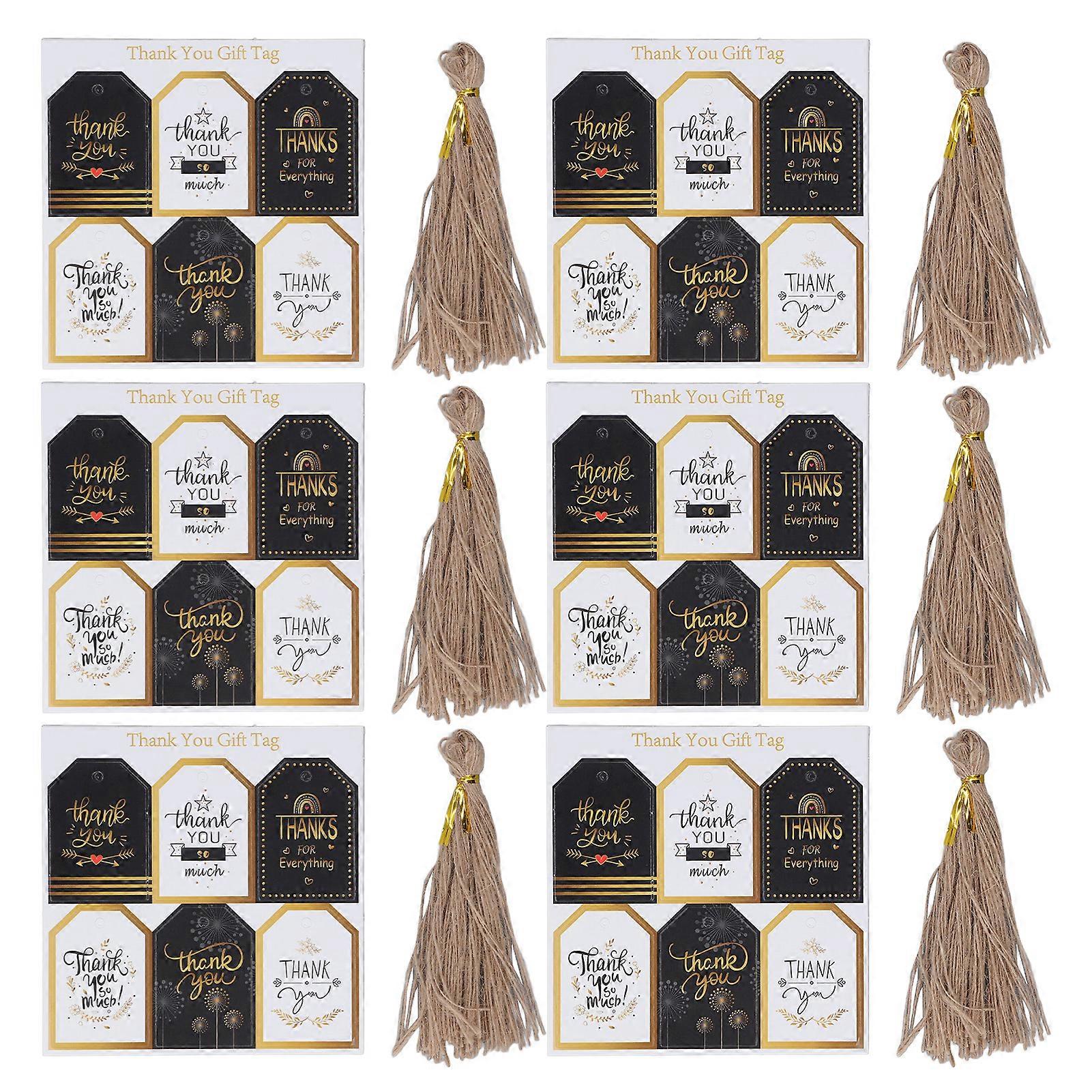 144pcs Gift Tag Cards Thank You Pattern Thick Odorless Durable Presents Wrapping Label Cards with Hemp Rope