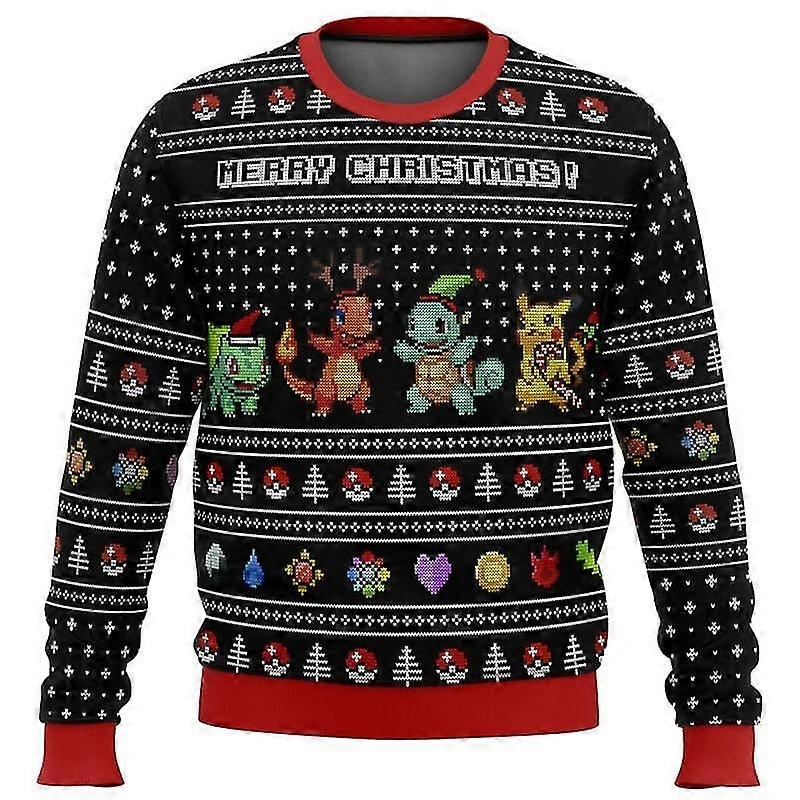 高品質トップスポケットモンスター醜いクリスマスセーターギフトサンタクロースプルオーバーメンズ