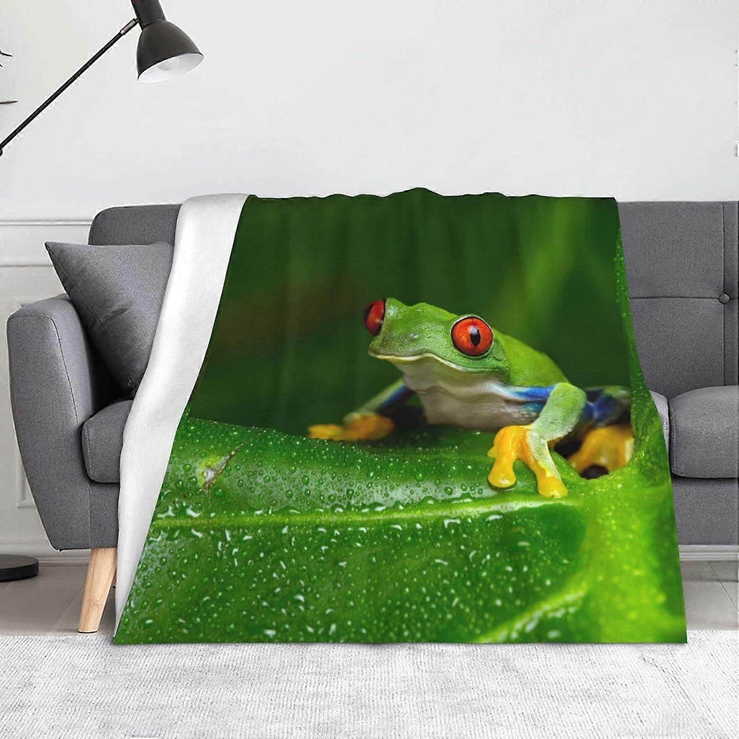 Tree Frog Throw Blanket, mjuk lätt flanellfilt för soffor, säng, soffor-GBNH139