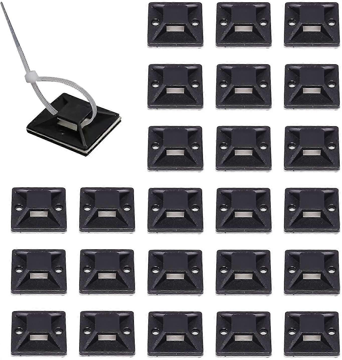 100 Pcs Black Cable Tie Mount Self Adhesive Wire Tie Base Holder Multi-function