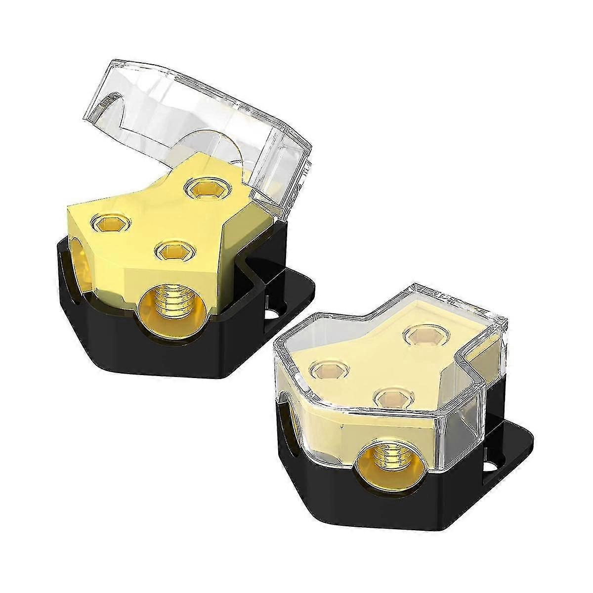 12V Power Distribution Block Car Audio Splitter 2 Way 0/2/4 Gauge In 4/6/8 Gauge Out Ground Distrib