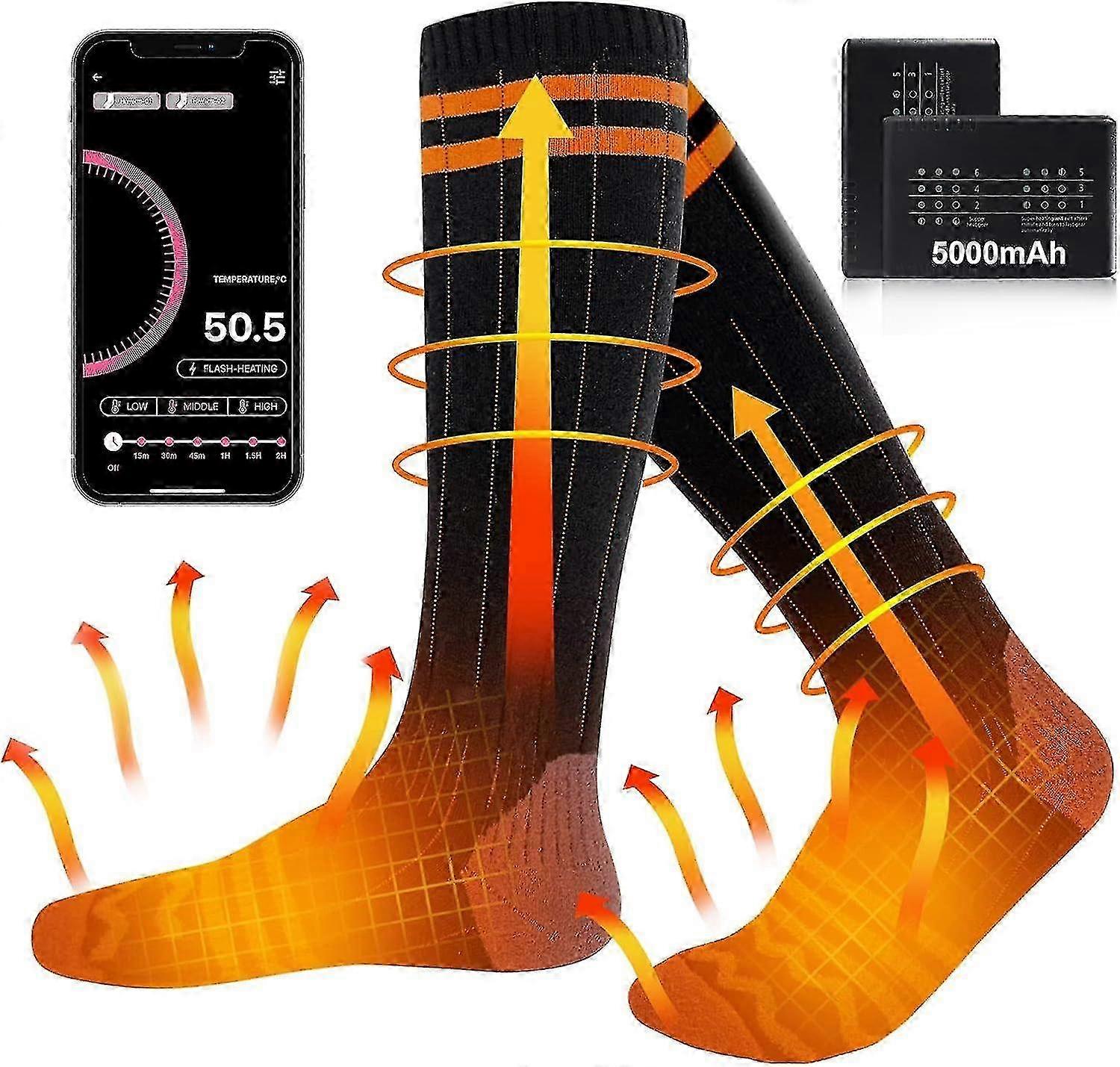 App-gesteuerte beheizte Socken - 5000mAh Akkubetriebene Fußwärmer für den Außenbereich