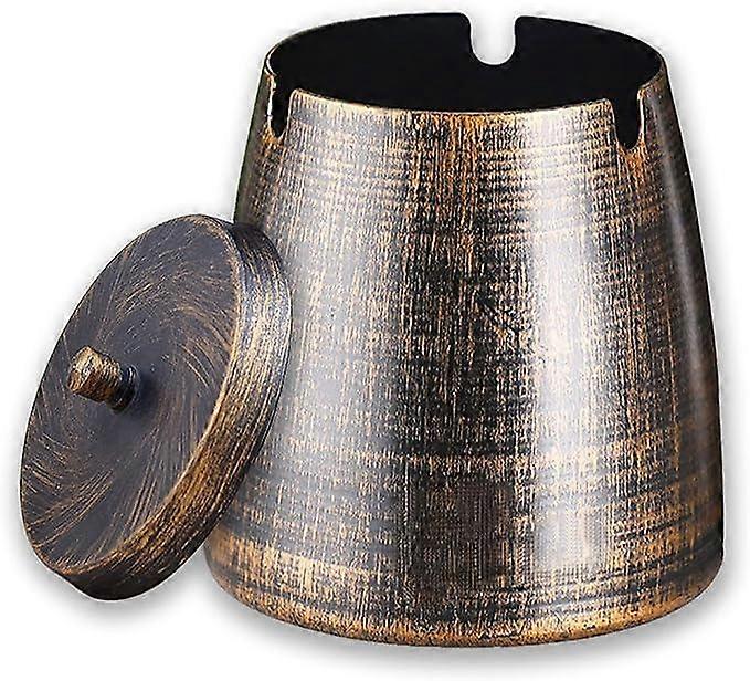 Ashtray with lid, suitable for indoor and outdoor use, stainless steel wind ashtray, for leftover cigarettes and ashes in the garden, bar, office