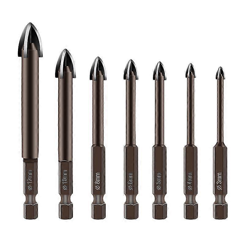 7pcs Cemented Carbide Drill Bit Tools Multifunction Bits For Ceramic Tile Concrete Brick Wall Glass