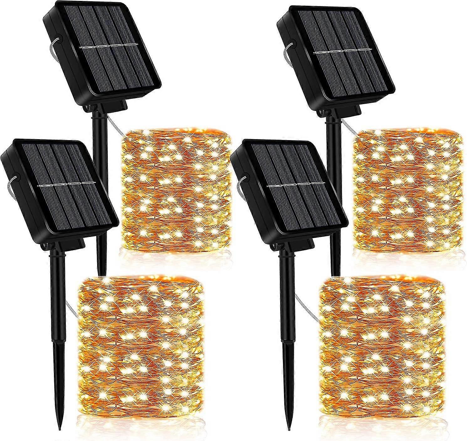 4 Pack Solar String Lights Outdoor 72ft 200 Led 8 Modes Waterproof Yard Decor Warm White