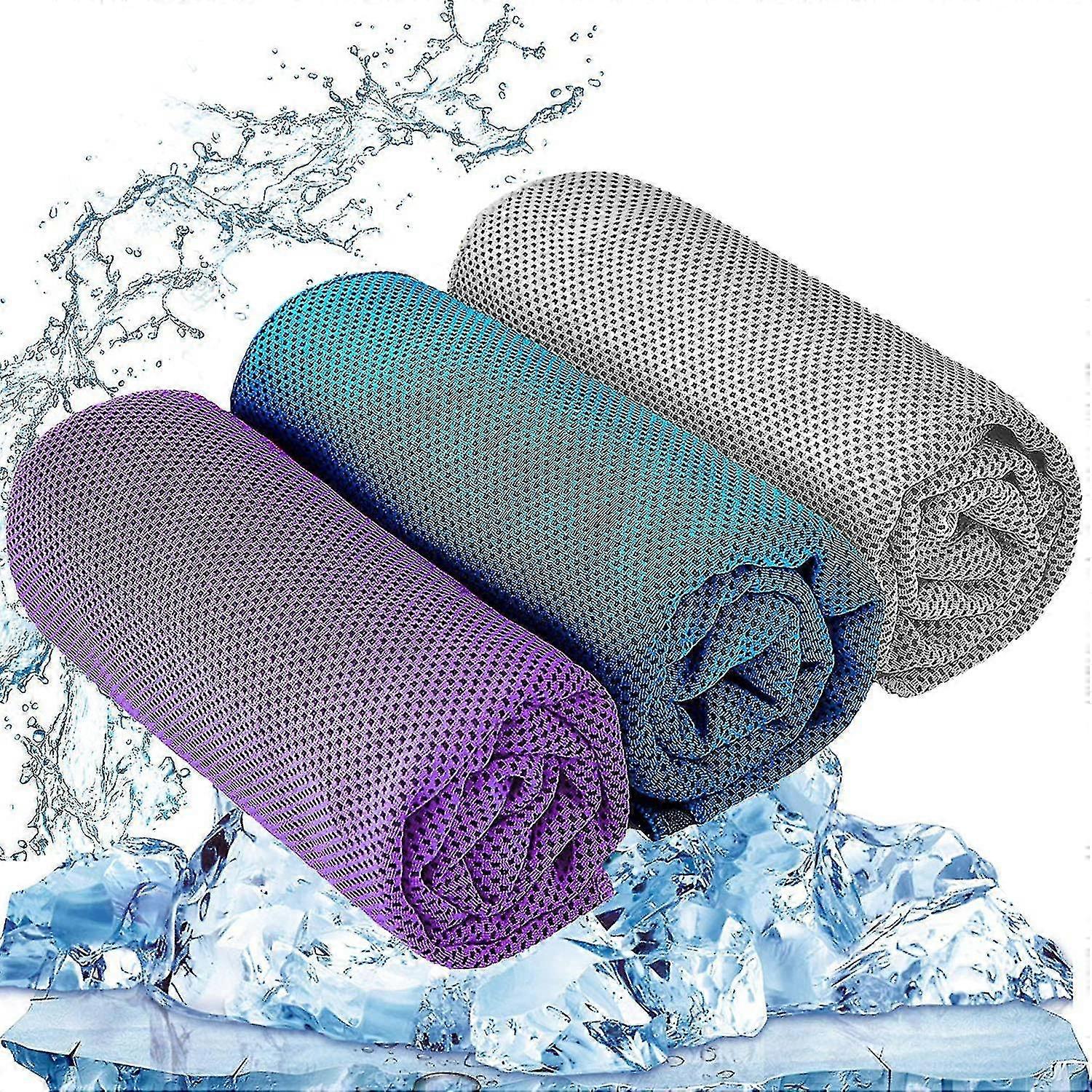3 Pcs Cooling Towel (90x30 Cm) Cool Cold Towel For Neck, Soft Breathable Chilly Towel For Yoga, Golf, Gym, Running