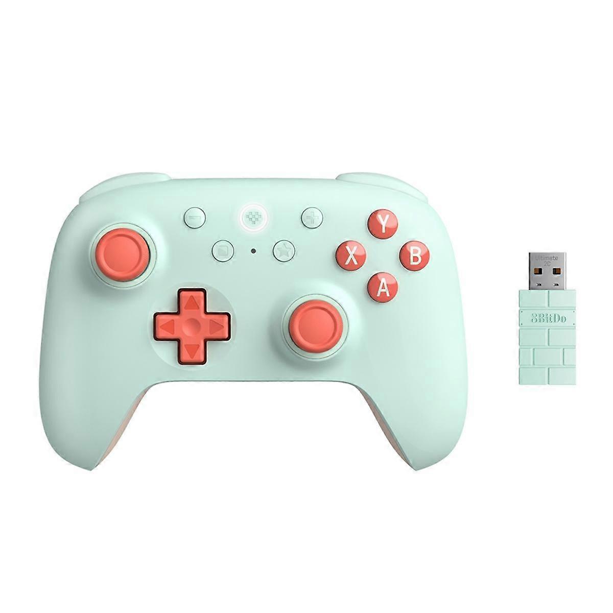 Wireless 2.4G Gaming Controller with Hall Effect Joystick for PC Android,Orange-Green