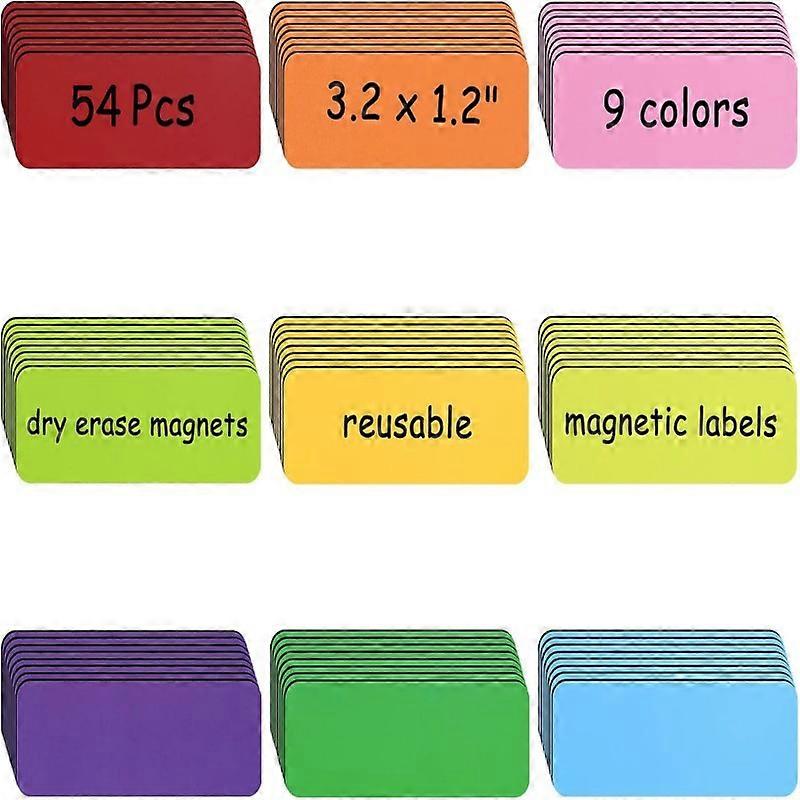 54 Writable Magnetic Labels 80x30mm, Erasable Magnetic Cards, Erasable Magnetic Labels, for Whiteboards, Fridges