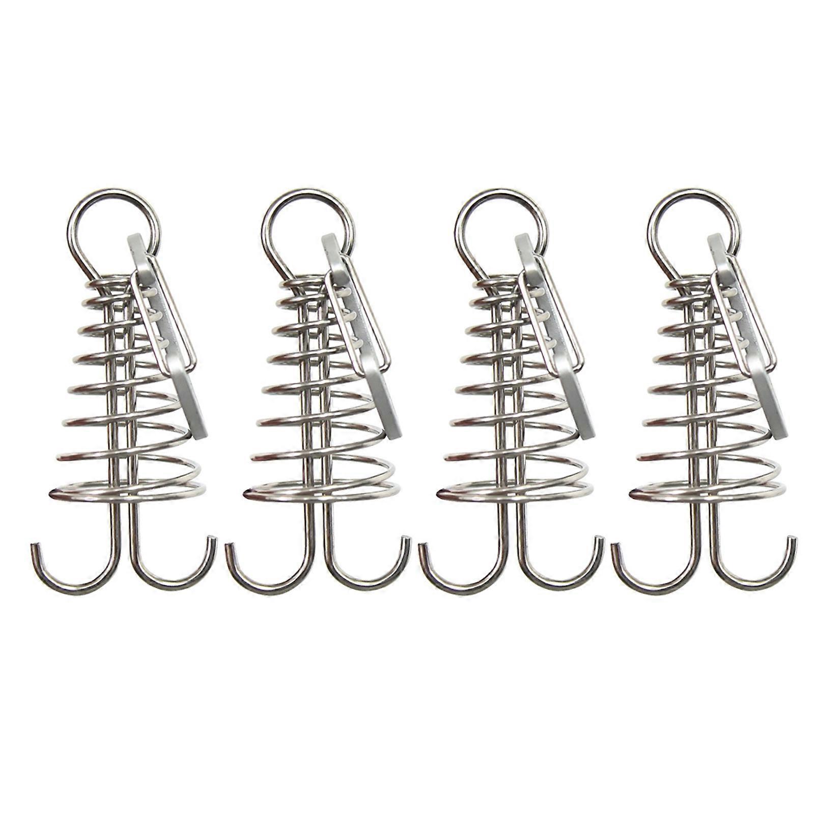 4Pcs Stainless Steel Deck Anchors Pegs Adjustable Spring Deck Anchors Deck Plank Board Gap Fixing Pegs Outdoor Camping Tent Stakes Hook Tent Accessori