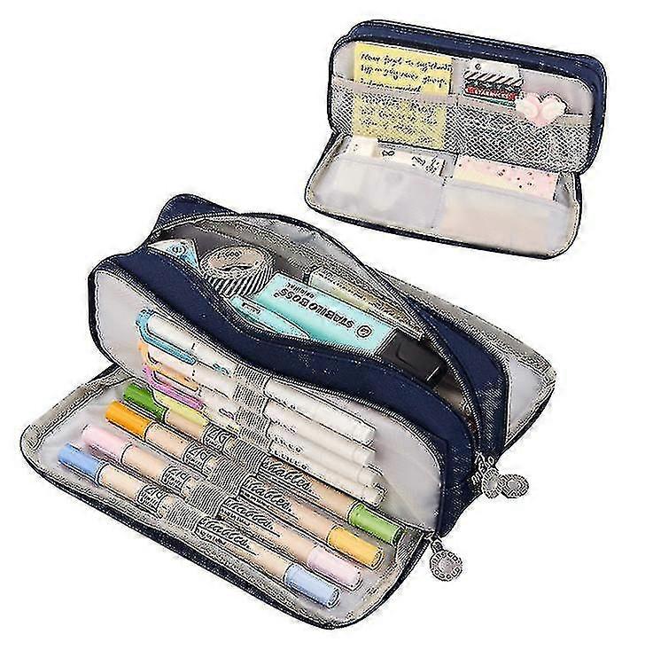 3 Compartments Large Pencil Case Big Capacity Pencil Bag