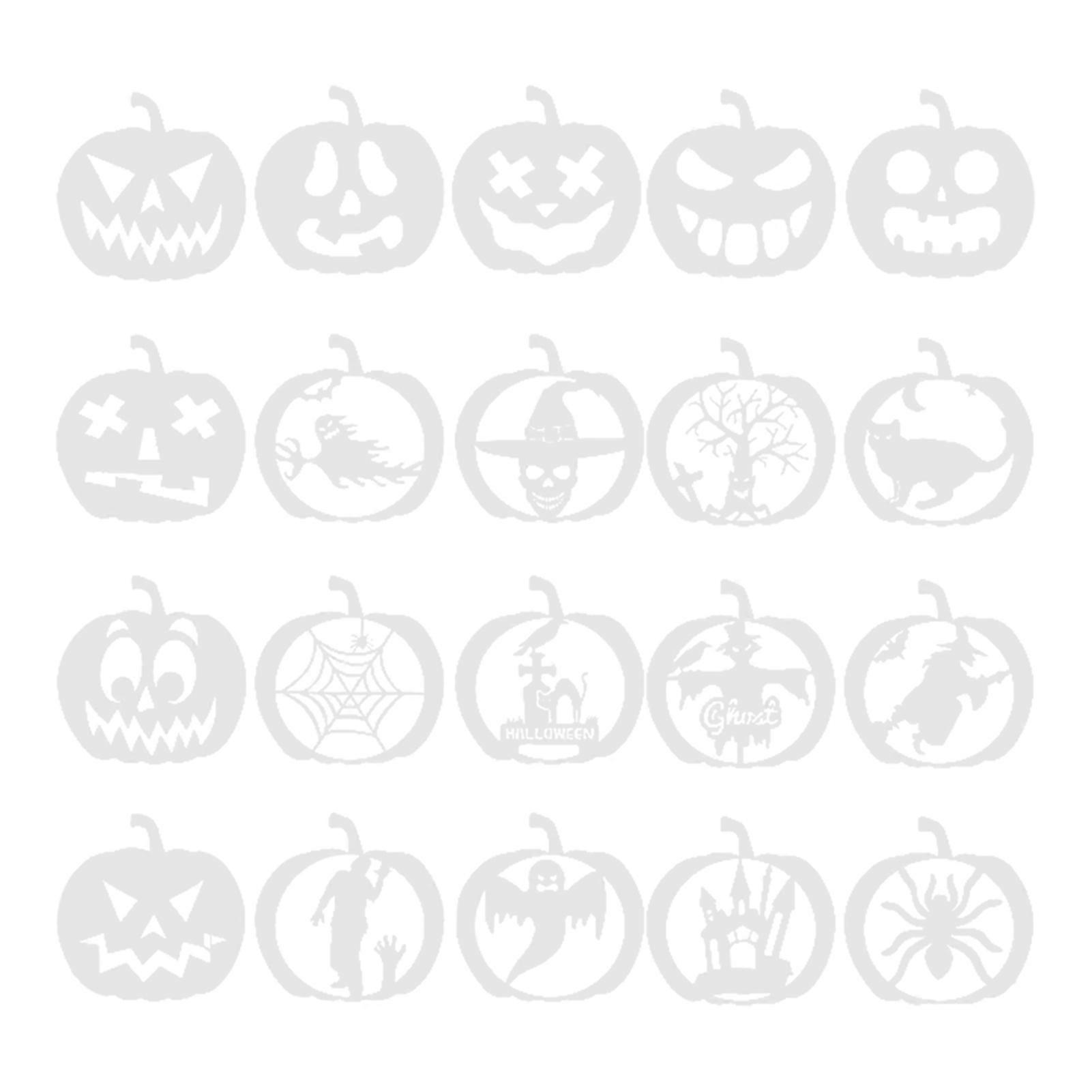 20 Sheets Halloween Stencils Reusable Art Craft Painting Stencil Pumpkin Carving Templates for Wall Fabric Door Window Glass DIY Decoration
