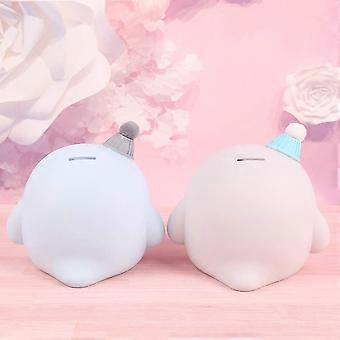 SAYTAY Sparschwein Pinguin Design - Grau, Aus Vinyl, Ca. 15 Cm Hoch, Für Kinder & Erwachsene, Geschenk Oder Deko