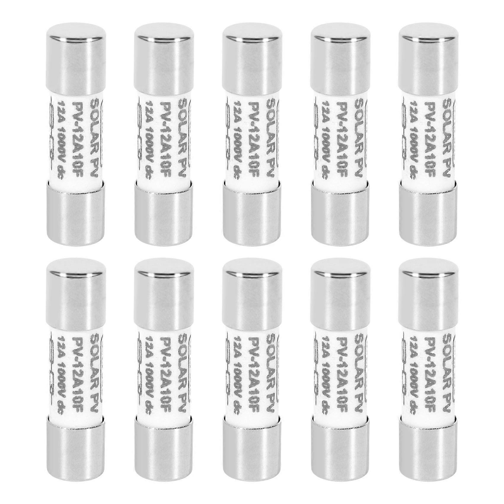 10 Pcs 1000 VDC Fuse Solar PV Explosion-proof Fuse Silver - 12A