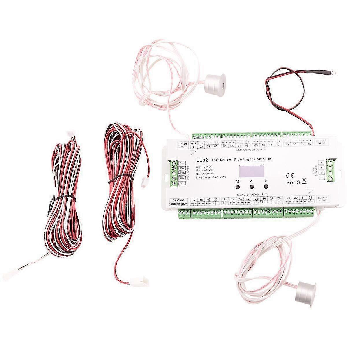 32CH ES32 PIR Sensor Stair Light Controller Human Body Infrared Inductive Switch Stair Lamp Control compatible with Single Color
