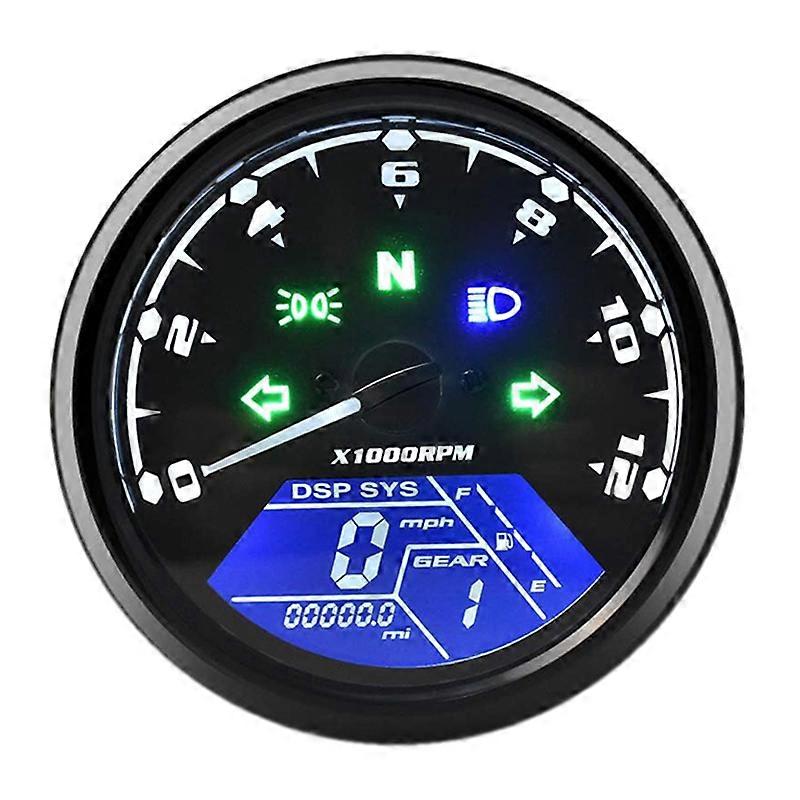 Universal Digital Motorcycle Speedometer Gauge 199MPH KM/H ODO Tachometer 12000RPM With Display Alarm Lamp Displays~30521