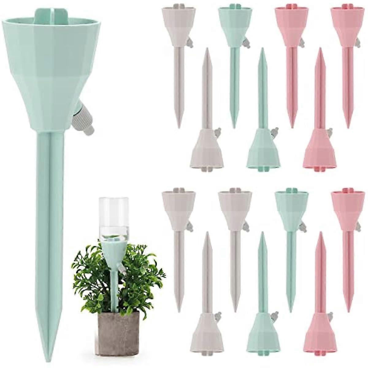 Self Watering Planter Insert Spikes Stakes  15 PCS Plant Watering Devices with Adjustable Slow Release Valve  Automatic Plant Waterer for Vacations Ou