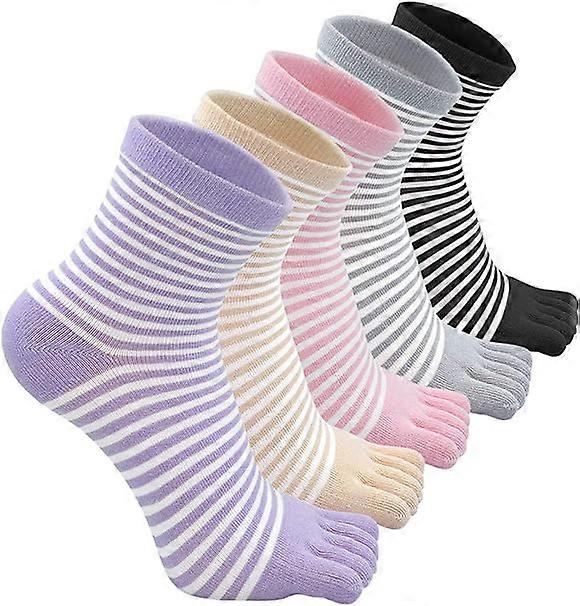 Women's Socks, Five Finger Cotton Socks, Breathable Running Socks with Reinforced Heel