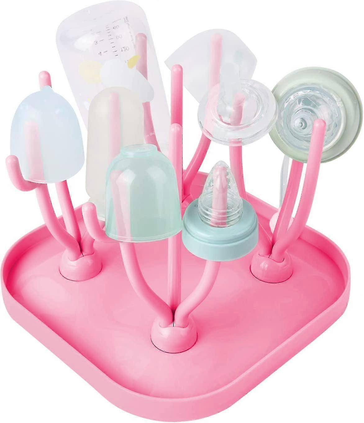 Baby Bottle Drying Rack,with Detachable Drip Traypink)