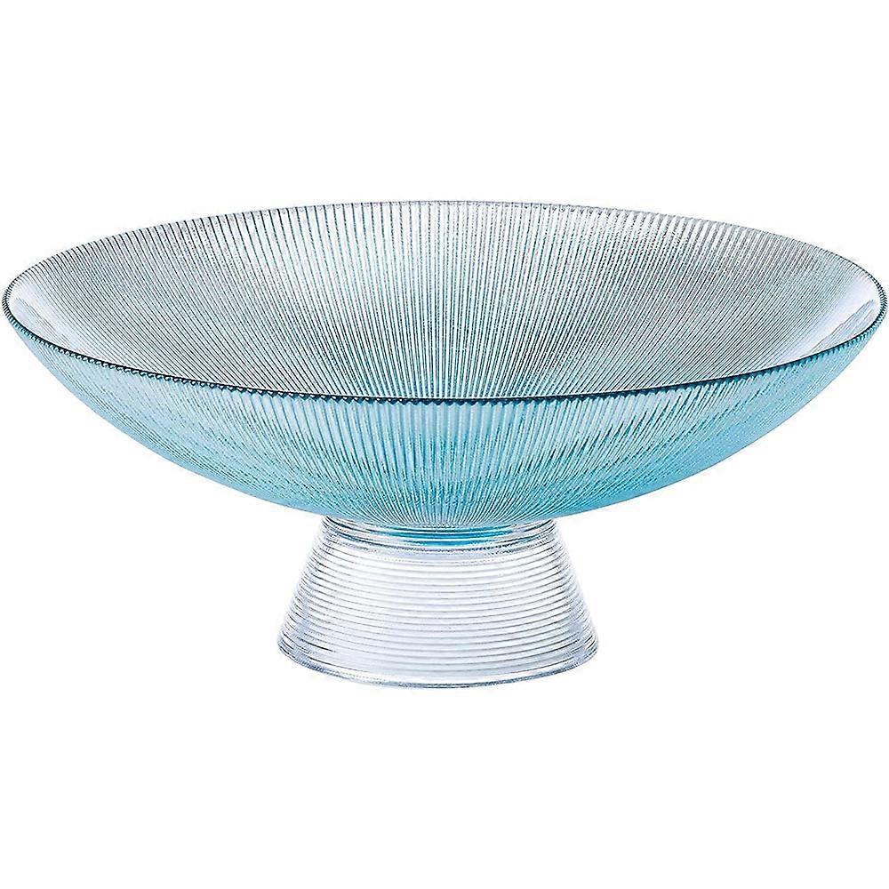 Stripe Pattern Glass Bowls for fruit snacks, salads, and candies - Light Blue Medium