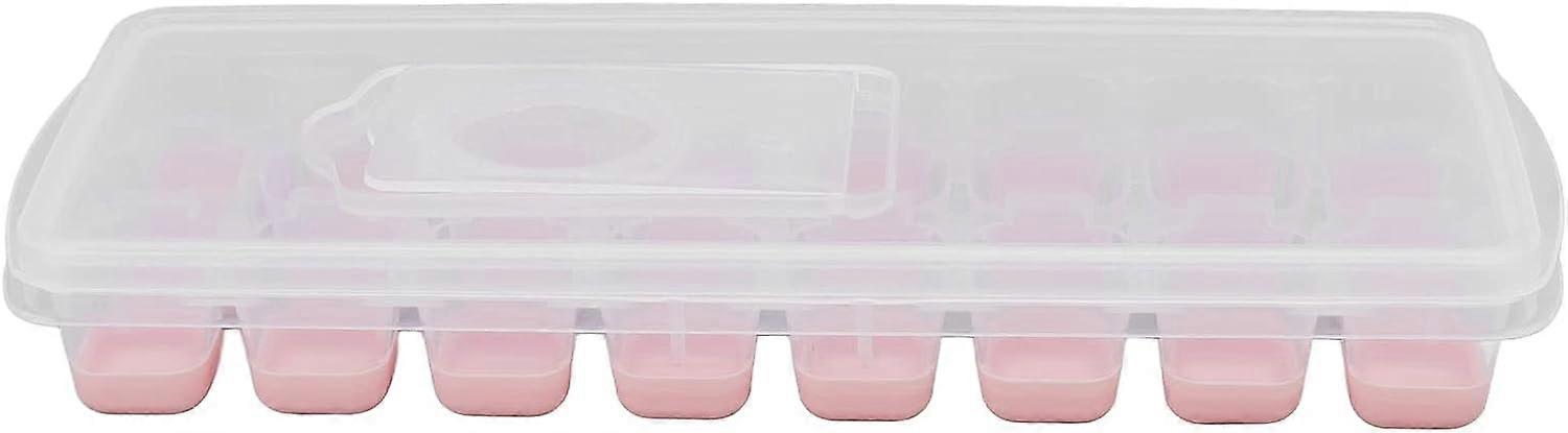 Ice Tray Removable Lid Stackable Ice Mold Freezer Tray 24 Grids Safe for Home (Blue)