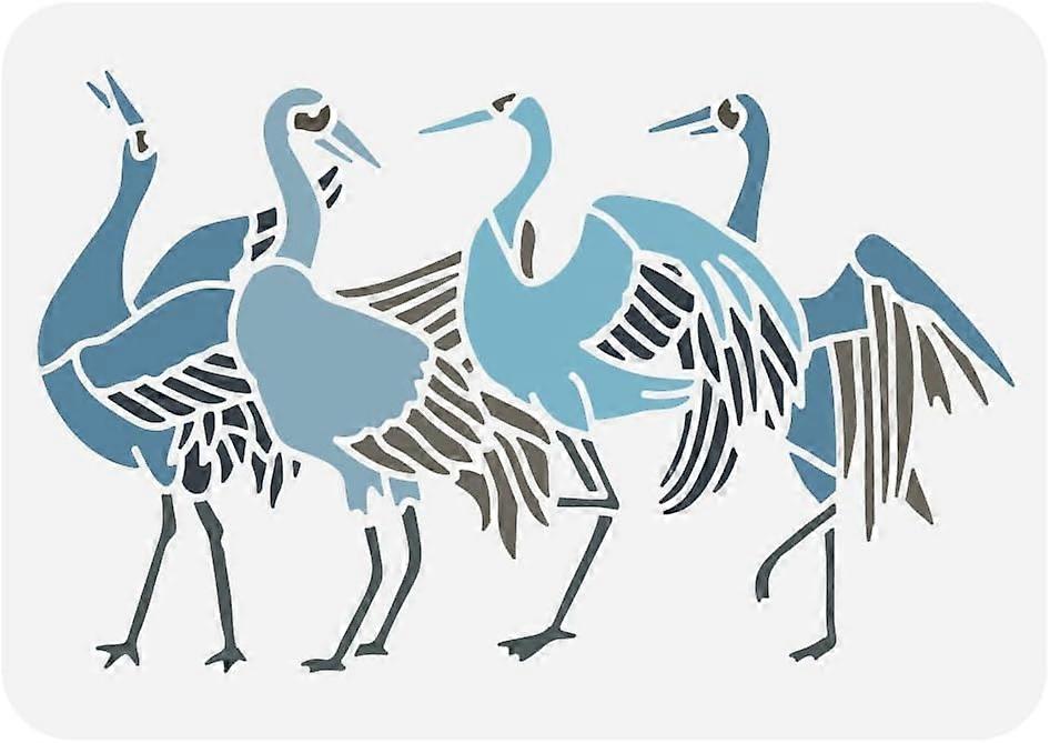 Cranes Stencil Oriental Elements Drawing Painting Stencils Reusable Plastic Stencil Drawing Templates for Painting on Wood Furniture Home Decor 12x8"