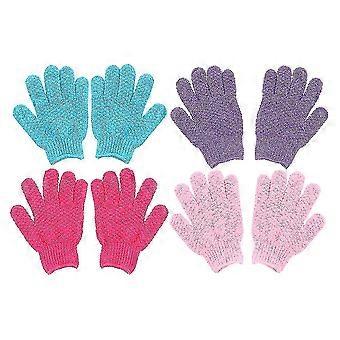 4 pares de guantes exfoliantes Prácticos Guantes de masaje de espalda duraderos Guantes de ducha exfoliantes corporales