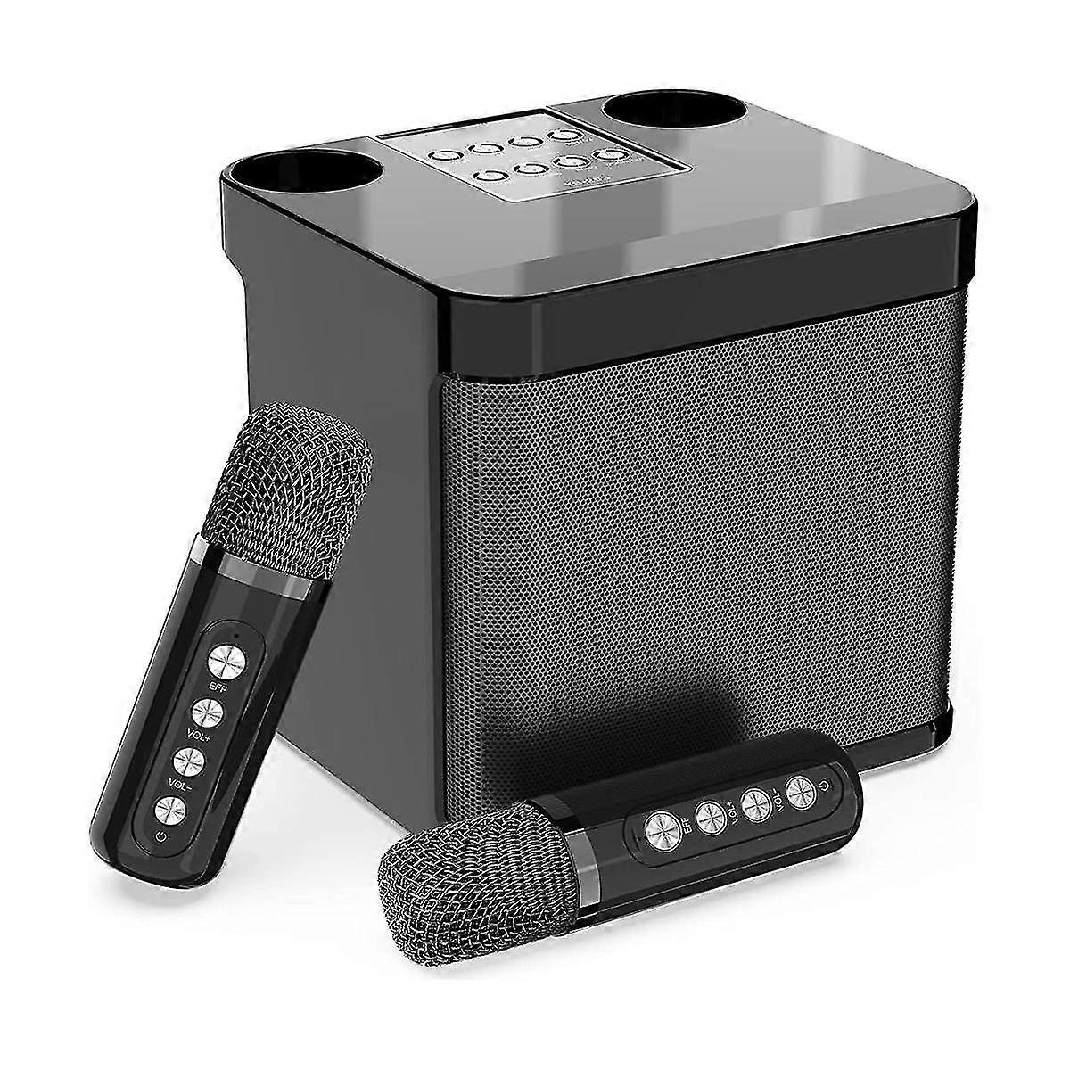 Family Ktv Audio Set Dual Wireless Microphone Integrated Machine Outdoor Portable Karaoke Bluetooth Speaker Box